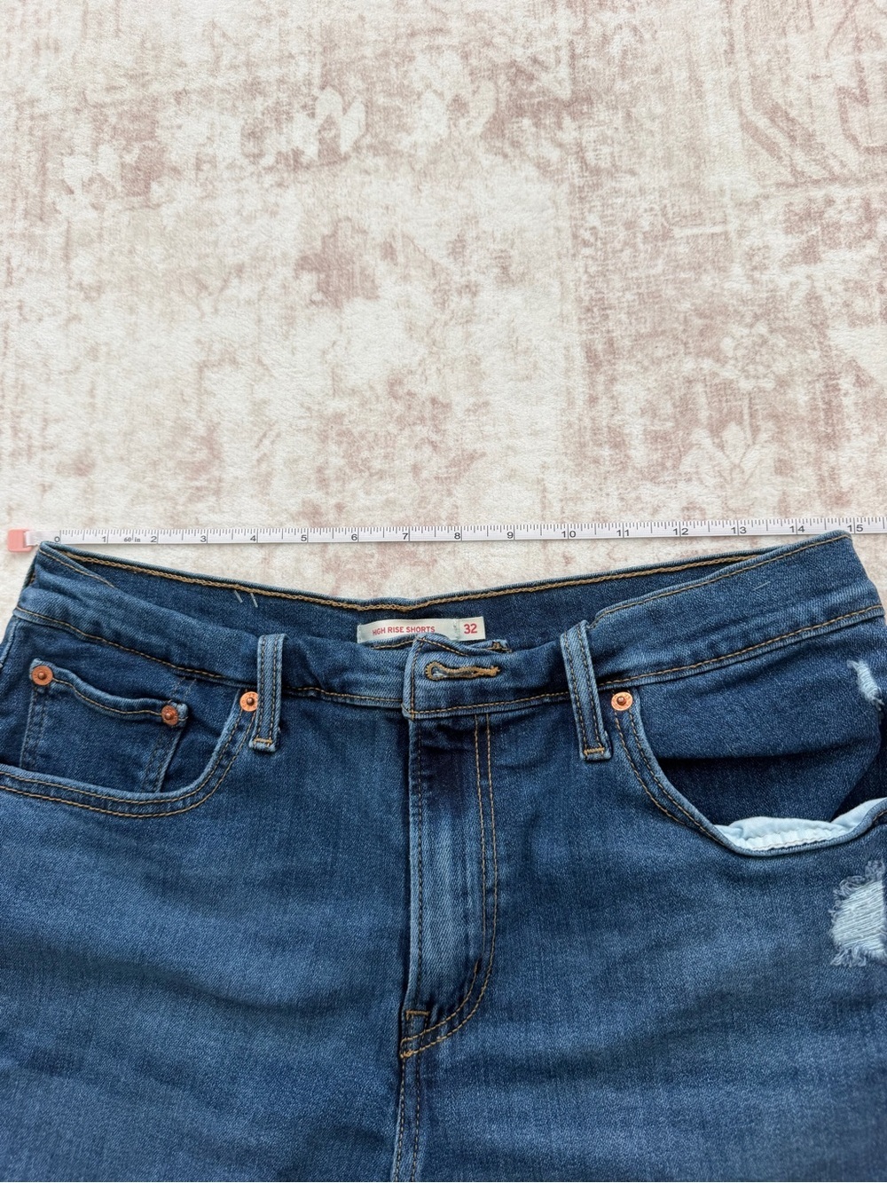 Levi’s Dark Blue High-Rise Denim Shorts Women’s Size 32 - Picture 11 of 11